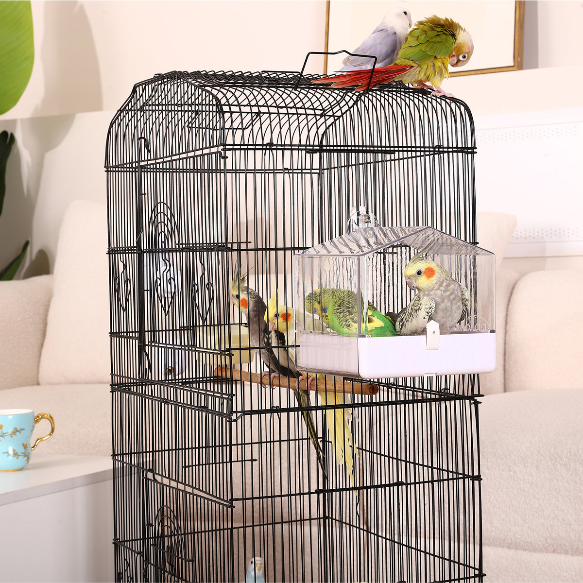 Colorday Transparent Cage Bird Bath for Small Birds