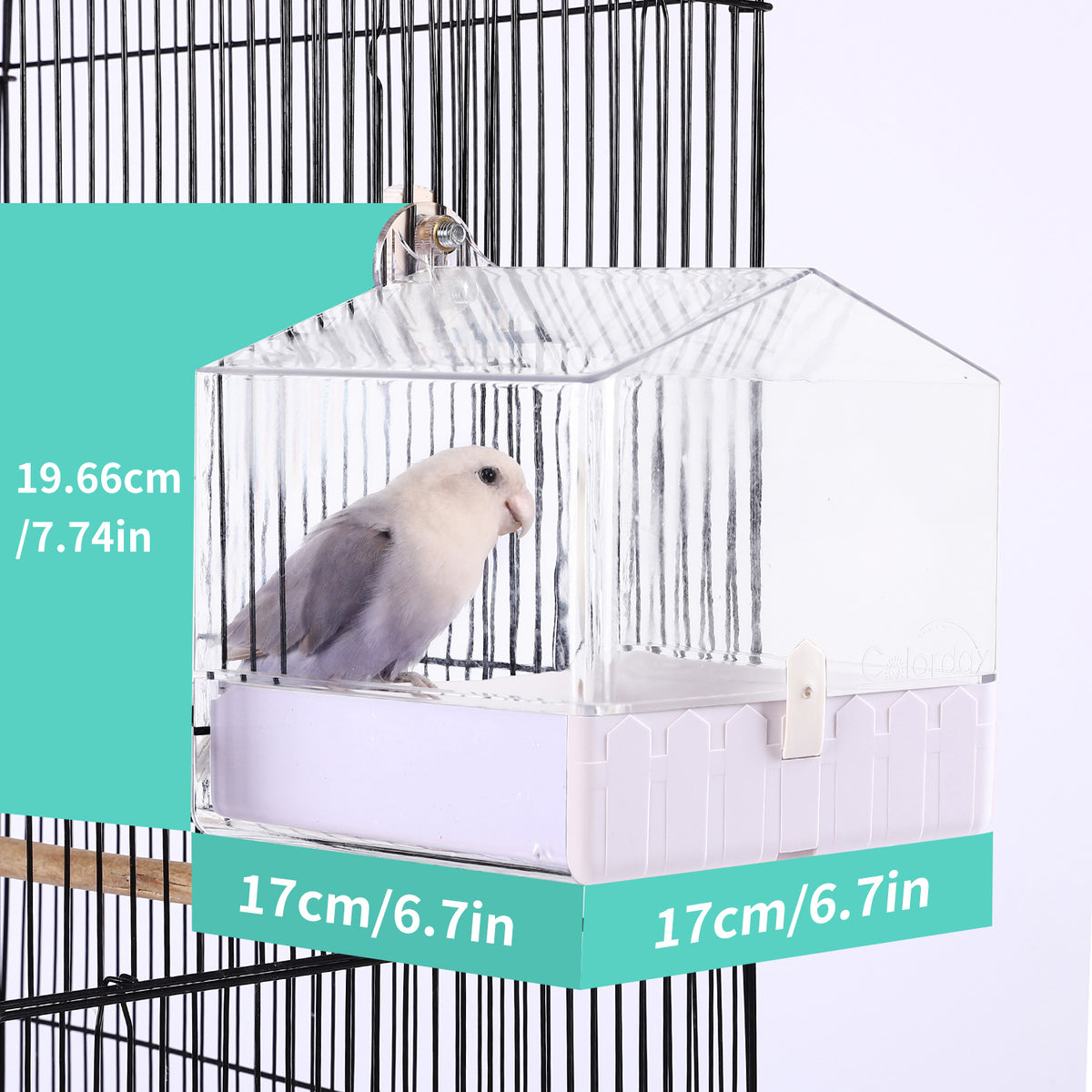 Colorday Transparent Cage Bird Bath for Small Birds